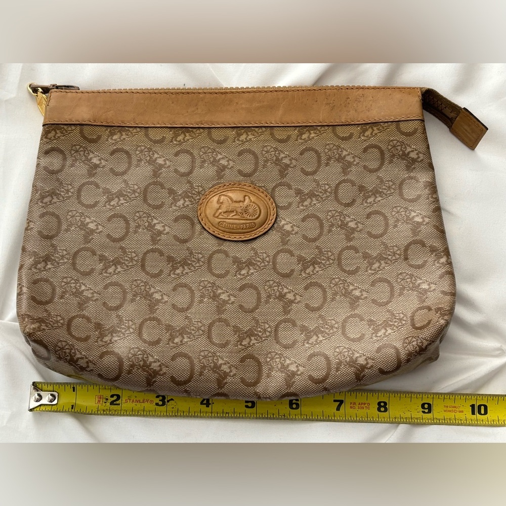 Celine Tan and Brown Patterned Pouch, GVC - Picture 10 of 11